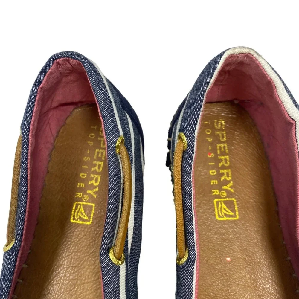 Sperry Top-Sider Blue & White Striped Espadrille Moccasins 11M - Picture 10 of 12